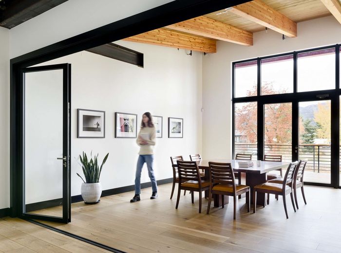 Meeting room seen from the open floor